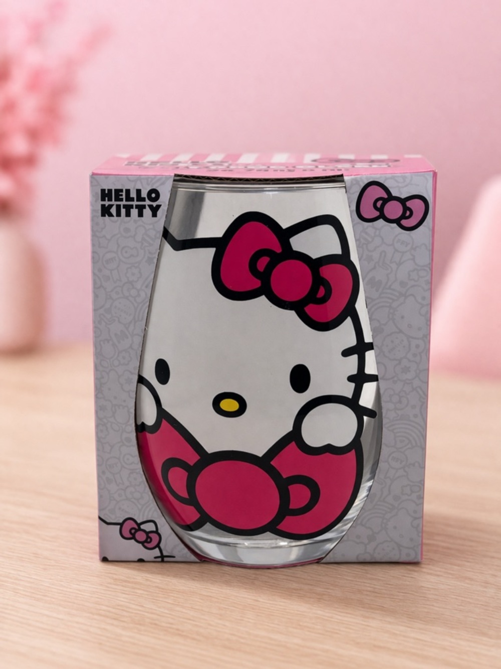 Hello Kitty Pink and White Tear Drop Glass 20 Oz